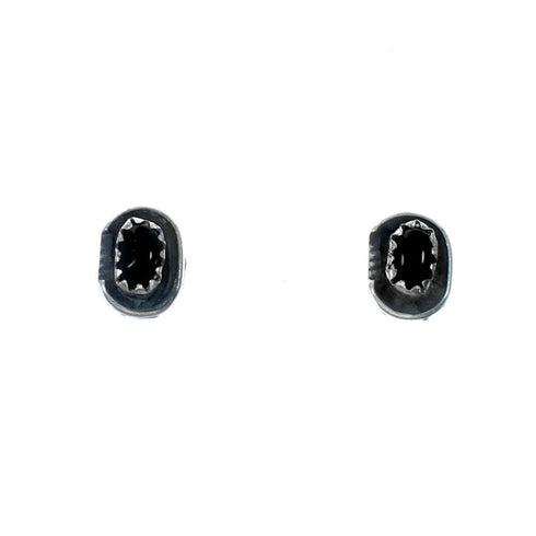 Native American Sterling Silver Onyx Post Earrings SX10089